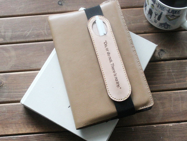 Personalized Leather Bookmark with Pen Sleeve