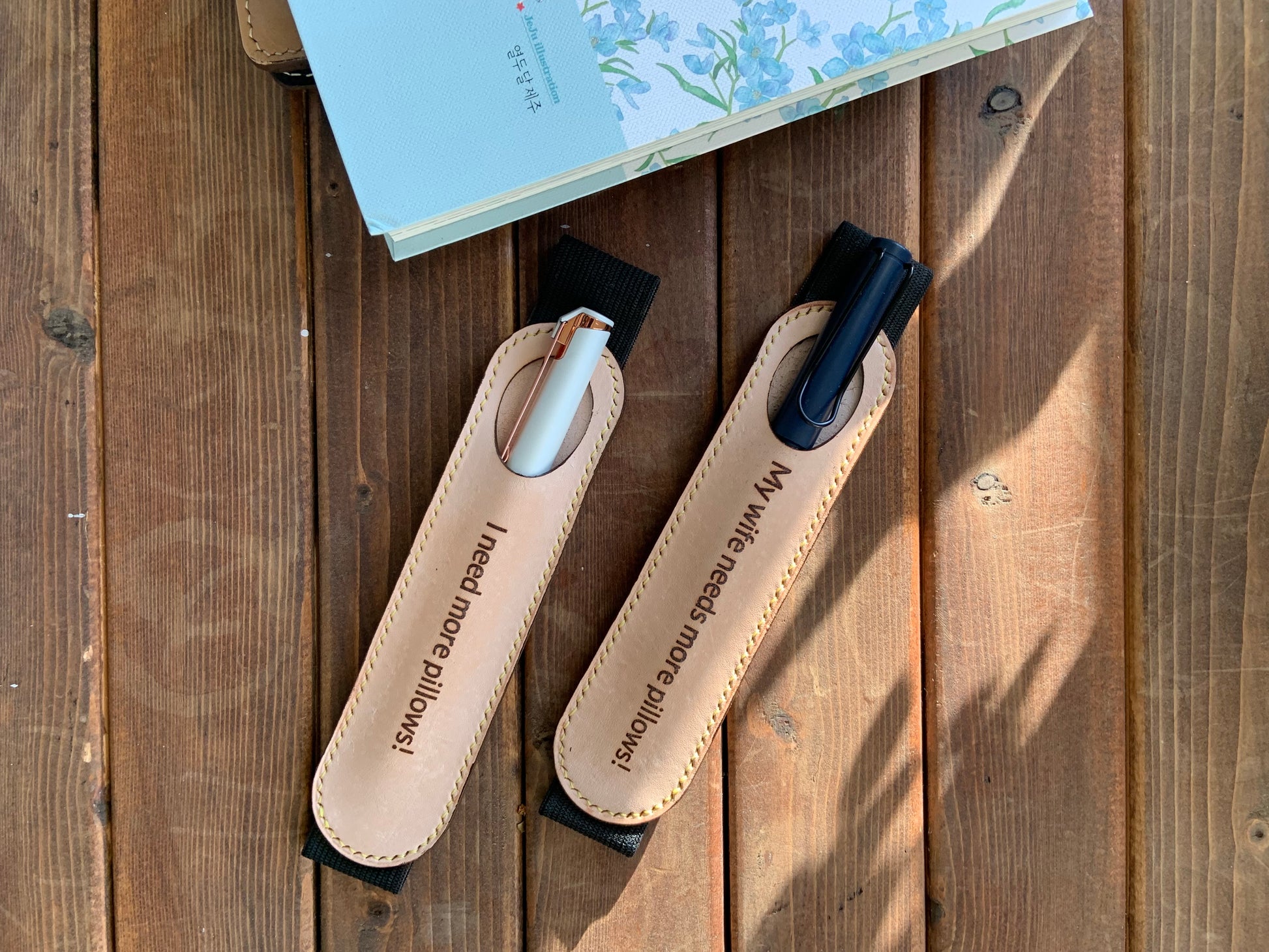 Personalized Leather Pen Sleeve / Bookmark, Handmade in Canada