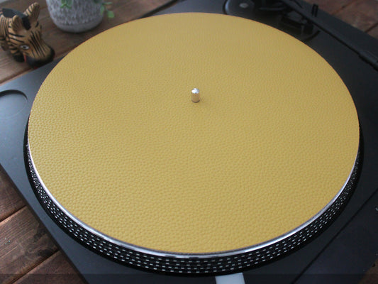 Full Grain Leather Turntable Mat: YELLOW