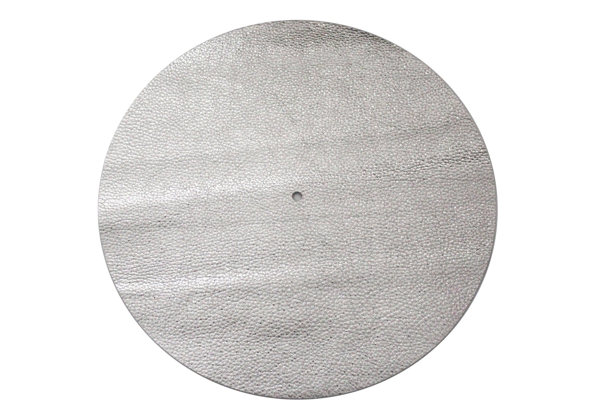 Full Grain Leather Turntable Mat: SILVER METALLIC