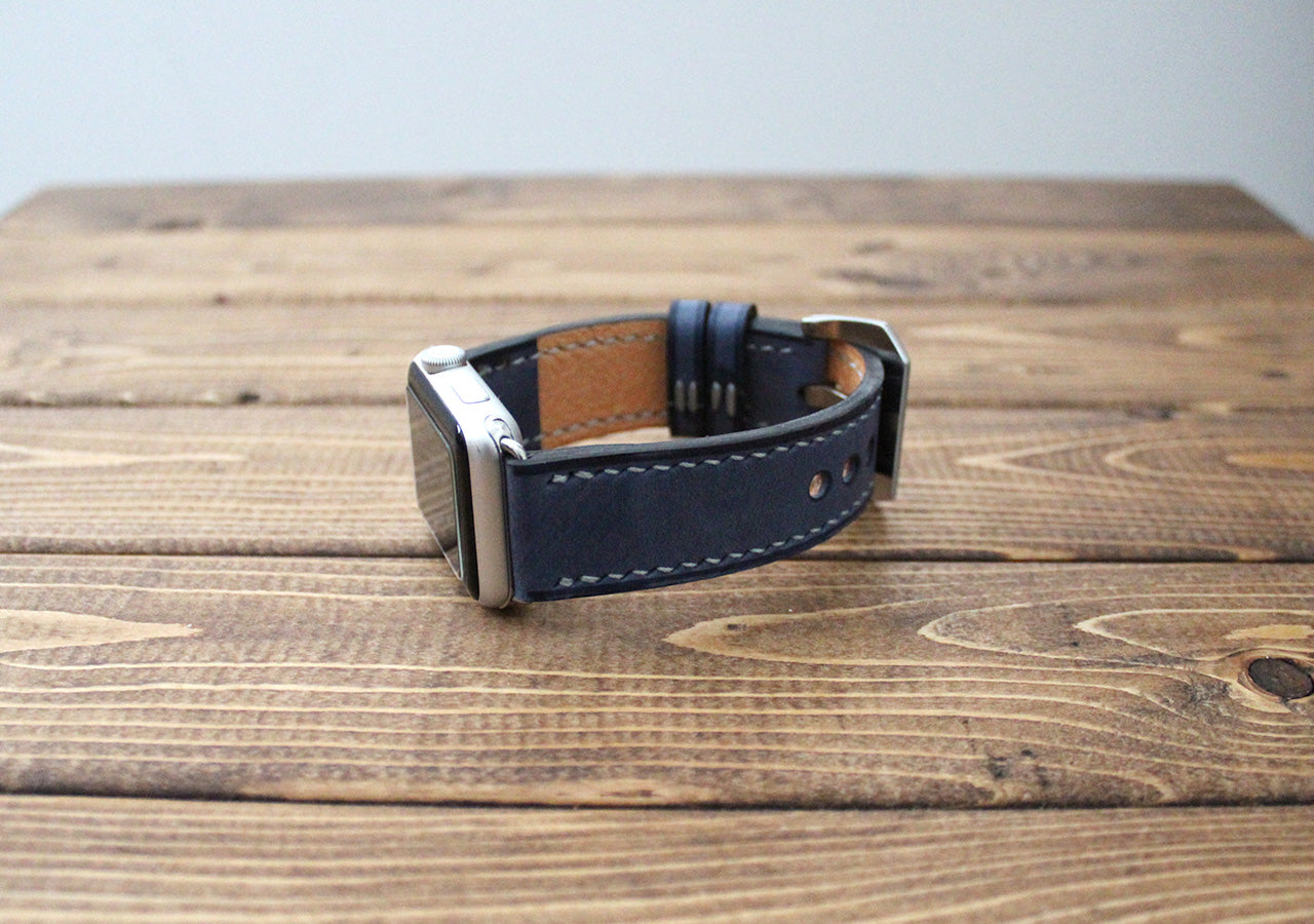Navy leather  Apple watch band