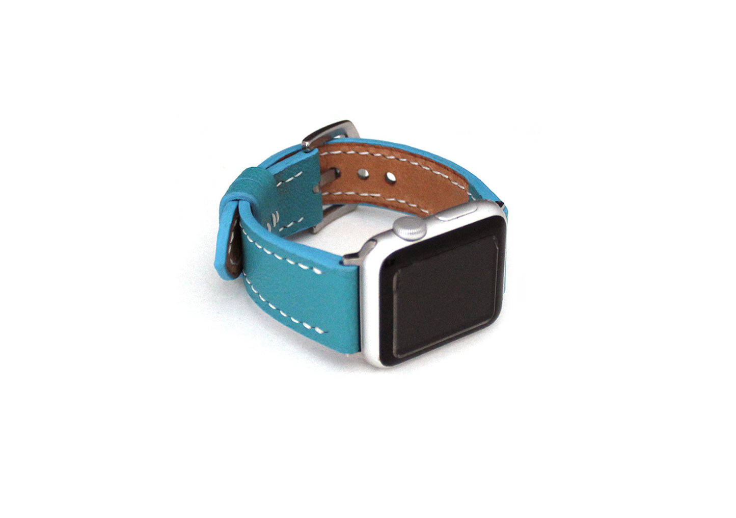 Turquoise Leather Apple Watch Band, Hand-Stitched Italian Calfskin