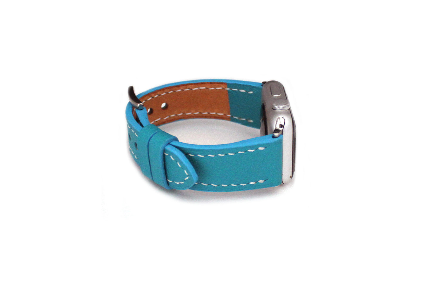 Turquoise Leather Apple Watch Band, Hand-Stitched Italian Calfskin