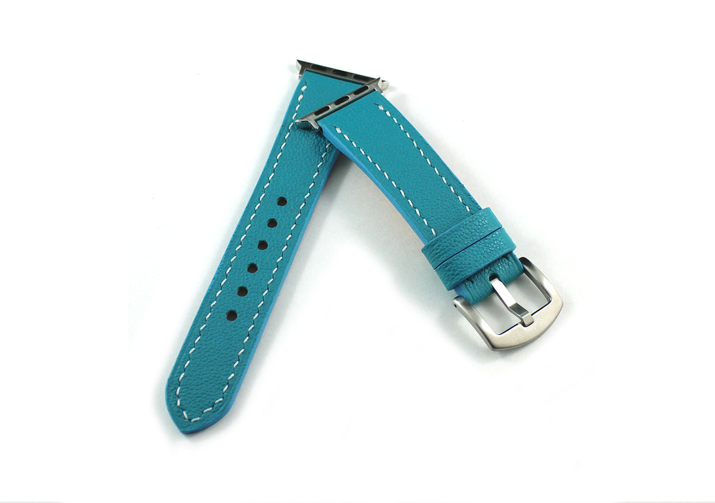 Turquoise Leather Apple Watch Band, Hand-Stitched Italian Calfskin